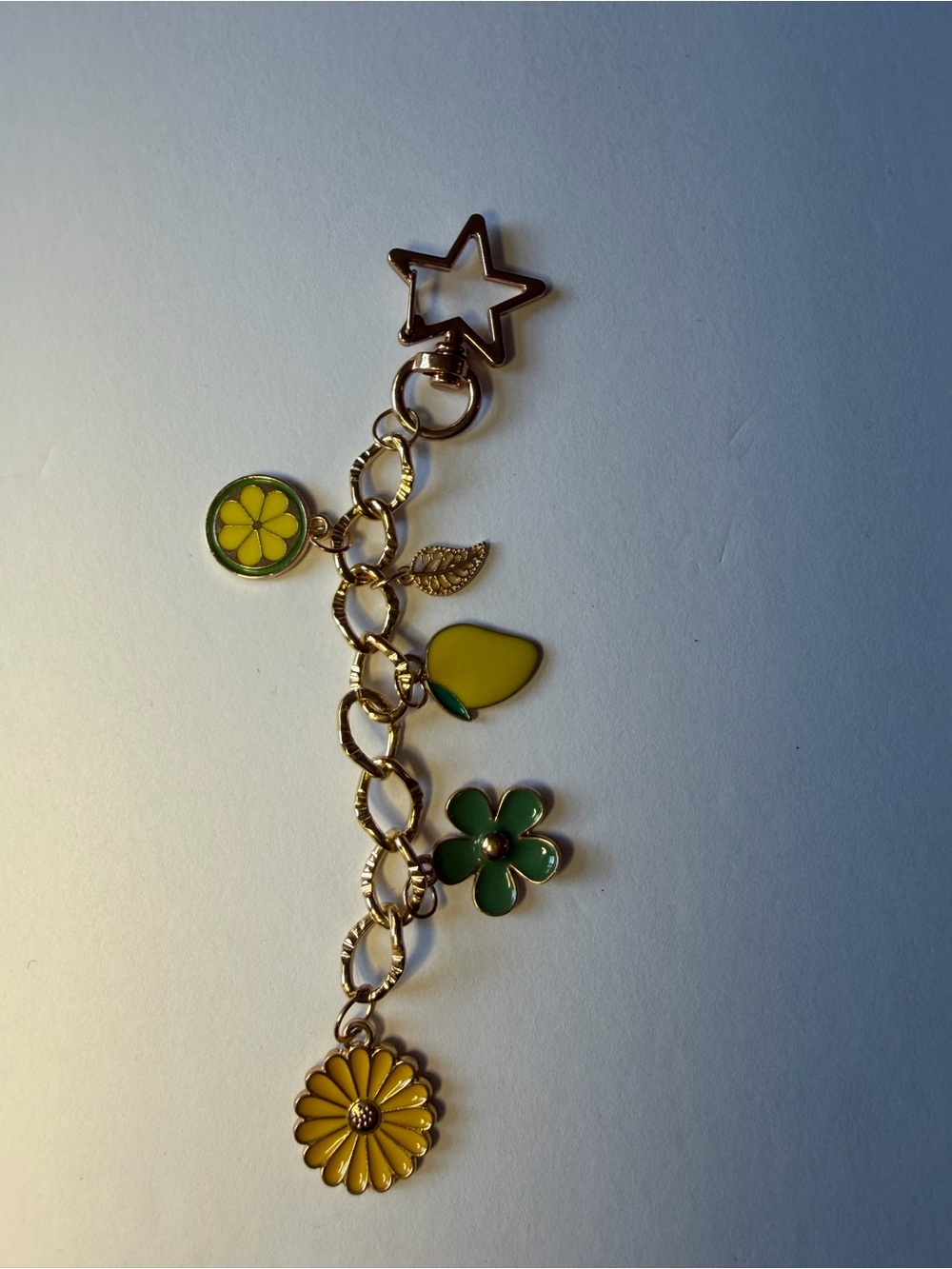 Gold-Tone Yellow & Green Floral Charm Bag Charm